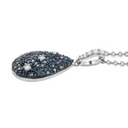 Blue Diamond & White Diamond Pendant with Chain (Size - 20) in Rhodium Overlay Sterling Silver 0.56 Ct._4325802_3