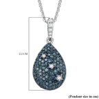 Blue Diamond & White Diamond Pendant with Chain (Size - 20) in Rhodium Overlay Sterling Silver 0.56 Ct._4325802_6