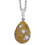 Yellow Diamond & White Diamond Pendant with Chain (Size - 20) in Rhodium Overlay Sterling Silver 0.50 Ct, Silver Wt. 7.35 Gms._4325809