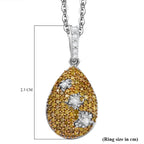 Yellow Diamond & White Diamond Pendant with Chain (Size - 20) in Rhodium Overlay Sterling Silver 0.50 Ct, Silver Wt. 7.35 Gms._4325809_5