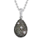 Green Diamond & White Diamond Pendant with Chain (Size - 20) in Rhodium Overlay Sterling Silver 0.53 Ct._4325810