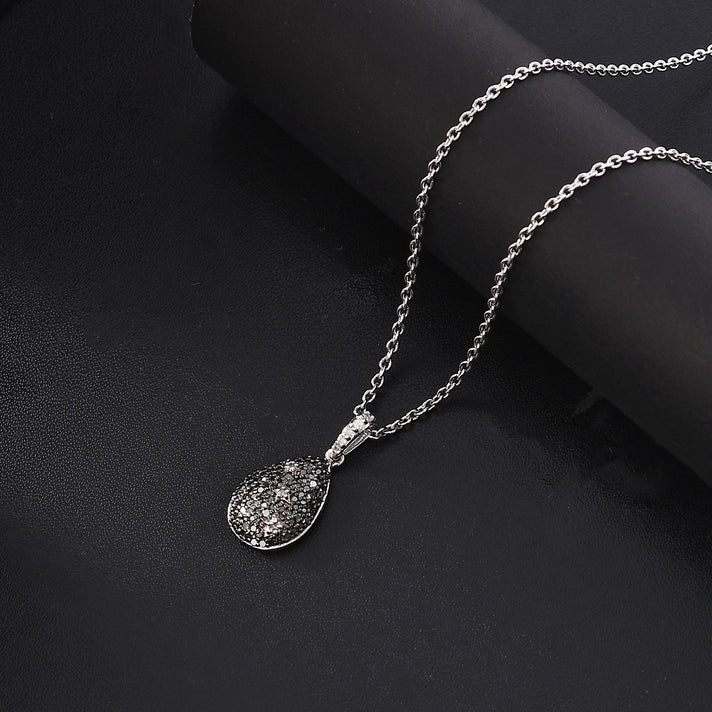 Green Diamond &amp; White Diamond Pendant with Chain (Size - 20) in Rhodium Overlay Sterling Silver 0.53 Ct. 4325810 2