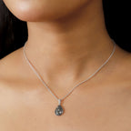 Green Diamond & White Diamond Pendant with Chain (Size - 20) in Rhodium Overlay Sterling Silver 0.53 Ct._4325810_2