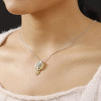 Natural White & Yellow Diamond Pendant with Chain (Size 20) in Rhodium Overlay Sterling Silver 0.50 Ct._4325838_2