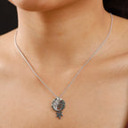 Green & White Diamond Chameleon Motif Pendant with Chain (Size 20) in Rhodium Overlay Sterling Silver 0.70 Ct, Silver Wt. 6.86 Gms._4325839_1