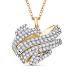 GP Amore Collection - White Diamond & Blue Sapphire Pendant with Chain in 18K Yellow Gold Vermeil Sterling Silver 0.50 Ct