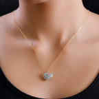 GP Amore Collection - White Diamond & Blue Sapphire Pendant with Chain in 18K Yellow Gold Vermeil Sterling Silver 0.50 Ct