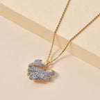 GP Amore Collection - White Diamond & Blue Sapphire Pendant with Chain in 18K Yellow Gold Vermeil Sterling Silver 0.50 Ct