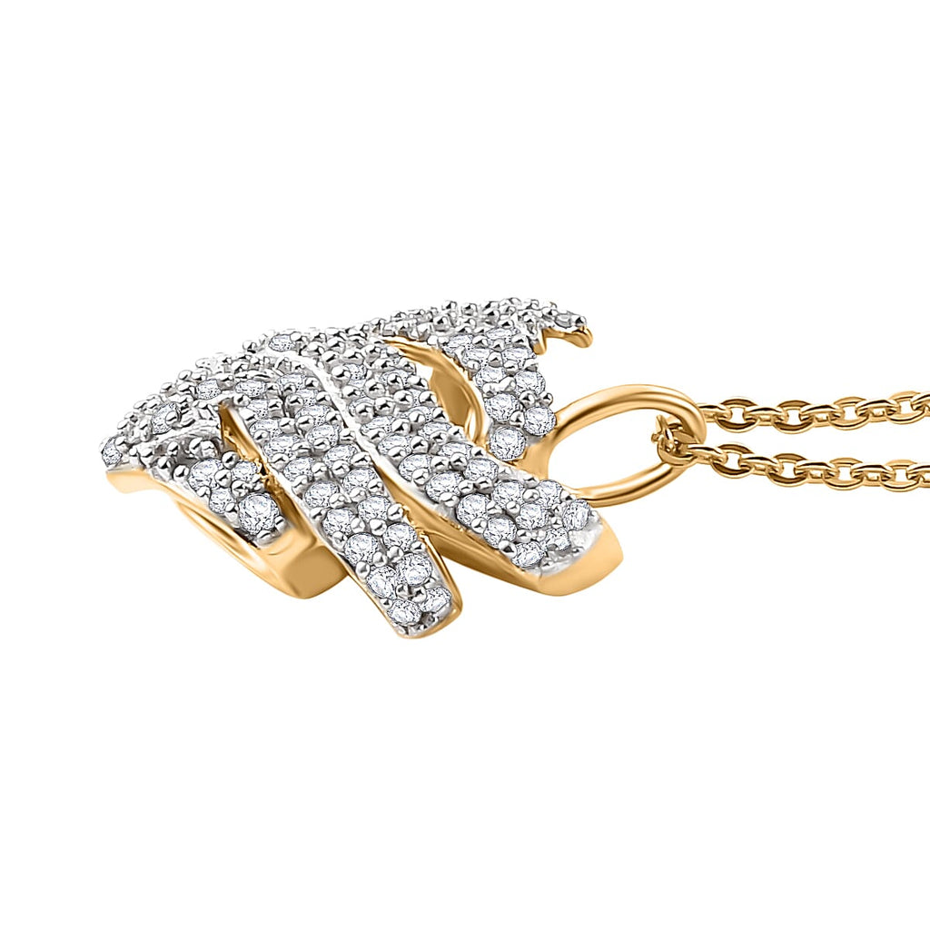 GP Amore Collection - White Diamond & Blue Sapphire Pendant with Chain in 18K Yellow Gold Vermeil Sterling Silver 0.50 Ct