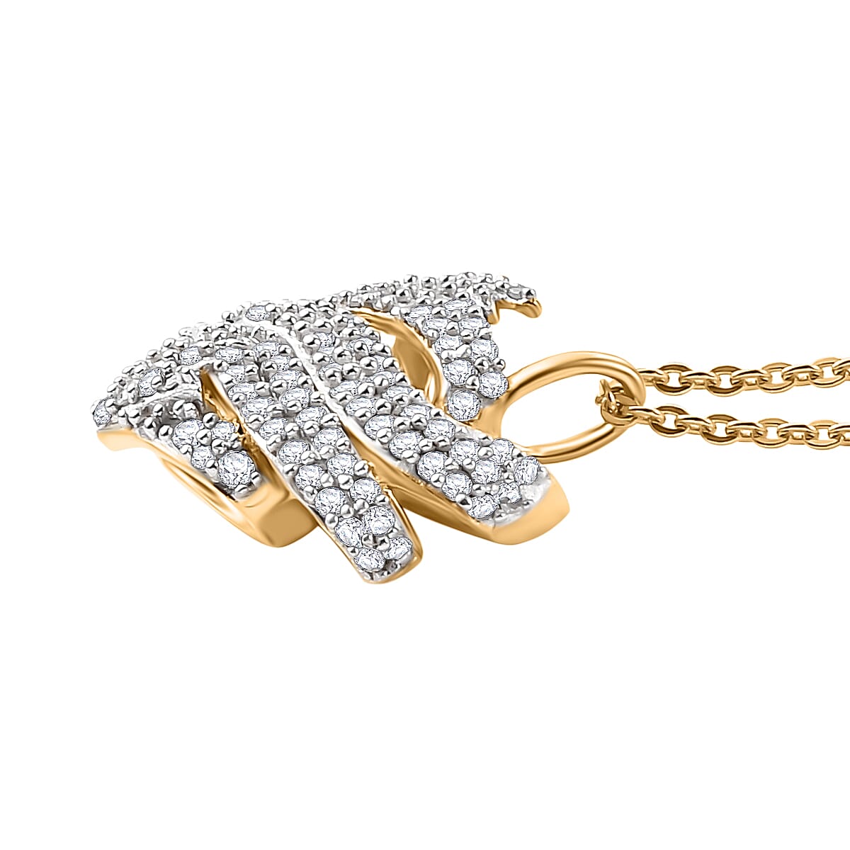 GP Amore Collection - White Diamond Heart Pendant with Chain in 18K Yellow Gold Vermeil Plated Sterling Silver 0.50 Ct V32646944 4
