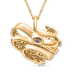 GP Amore Collection - White Diamond & Blue Sapphire Pendant with Chain in 18K Yellow Gold Vermeil Sterling Silver 0.50 Ct
