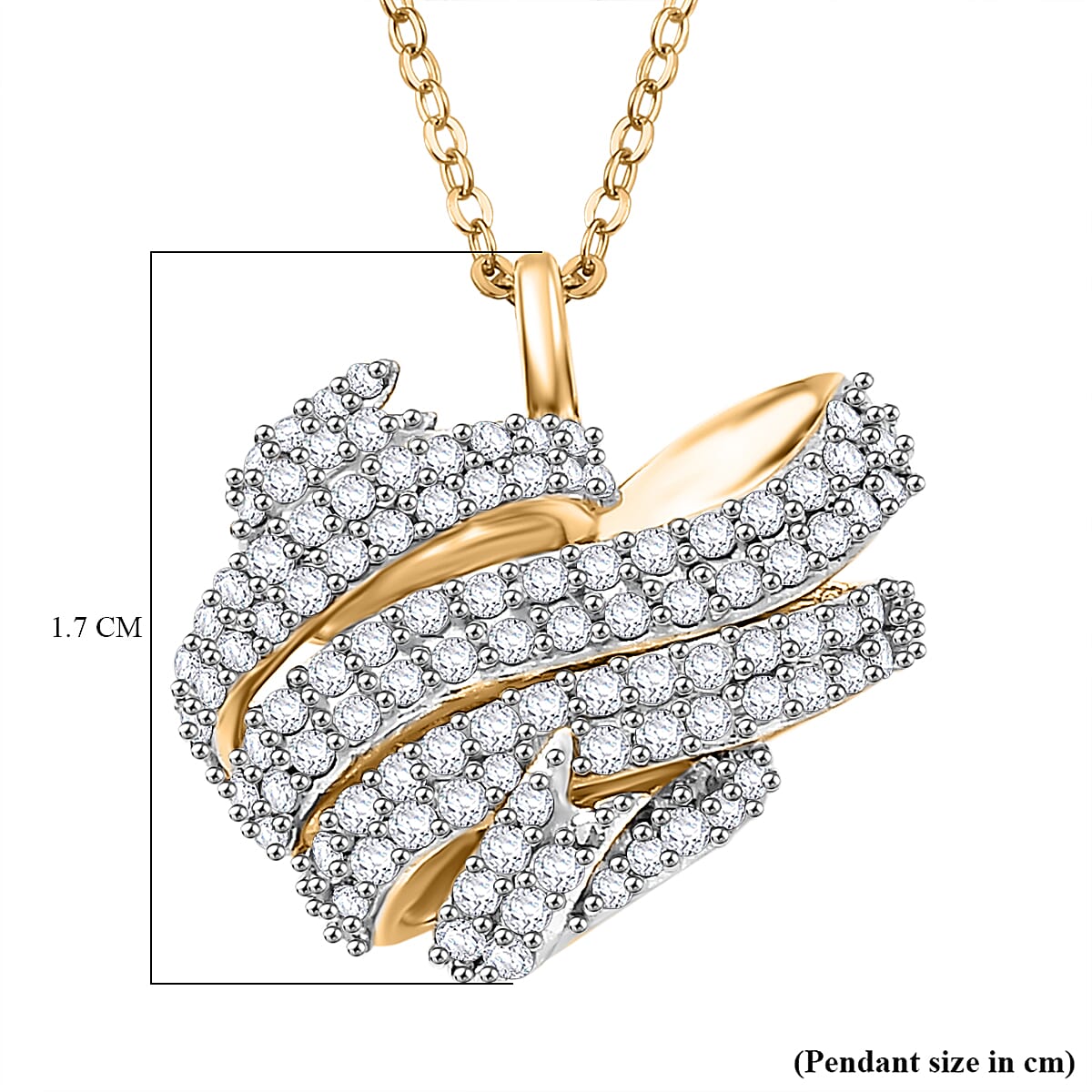 GP Amore Collection - White Diamond Heart Pendant with Chain in 18K Yellow Gold Vermeil Plated Sterling Silver 0.50 Ct V32646944 7