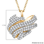 GP Amore Collection - White Diamond & Blue Sapphire Pendant with Chain in 18K Yellow Gold Vermeil Sterling Silver 0.50 Ct