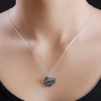 GP Blue Diamond, Blue Sapphire Pendant with Chain (Size 20) in Rhodium Overlay Sterling Silver 0.50 Ct