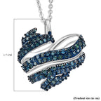 GP Blue Diamond, Blue Sapphire Pendant with Chain (Size 20) in Rhodium Overlay Sterling Silver 0.50 Ct