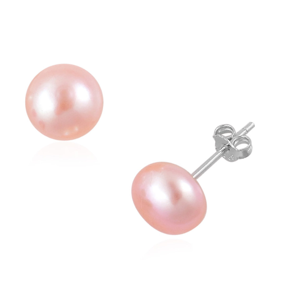 Set of 3 - Fresh Water Peacock, Peach &amp; White Pearl Earring With Push Back in Rhodium Overlay Sterling Silver 24.00 Ct. V32725045 1