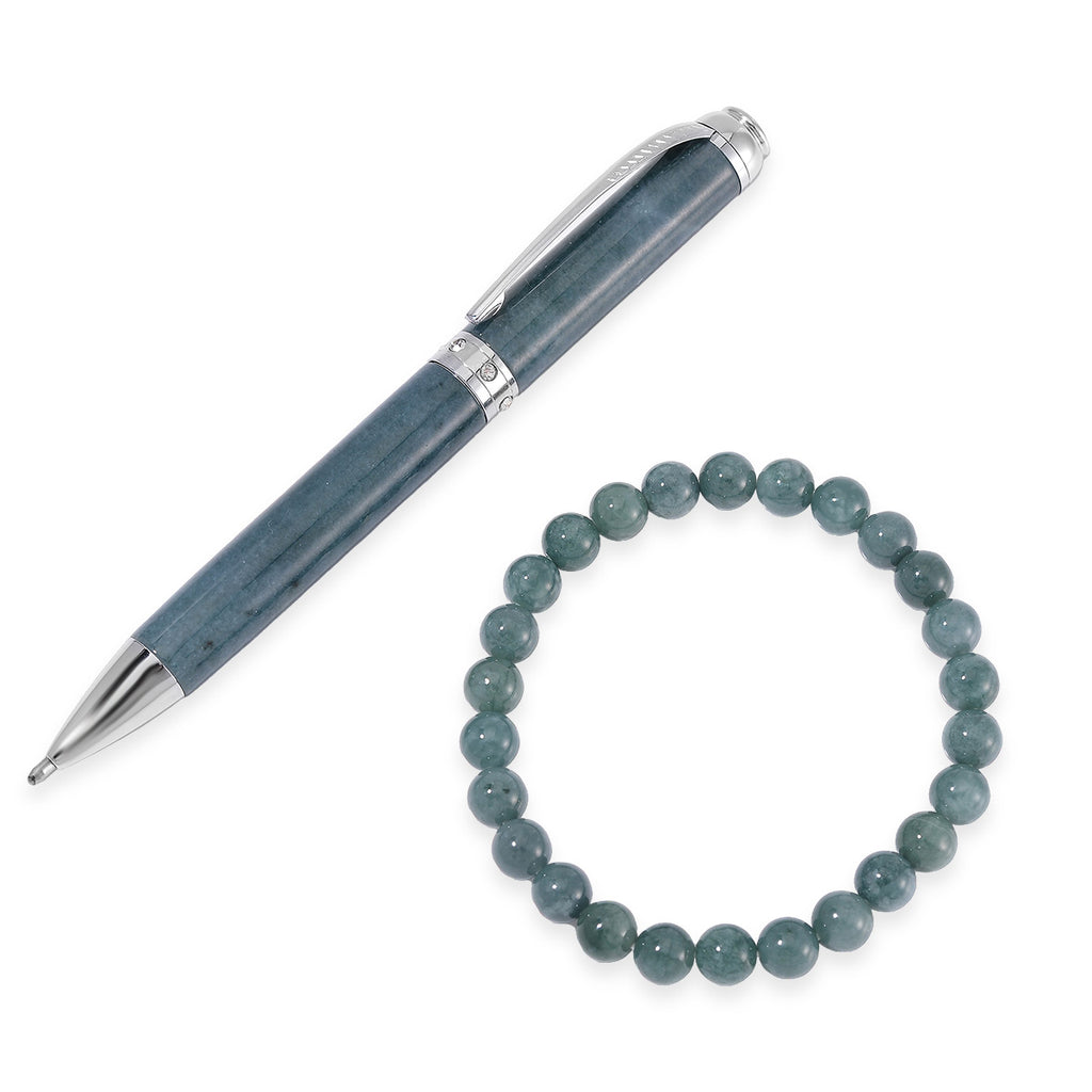 Natural Type A Jadeite Bracelet with a Jadeite Pen 305.00 Ct._4336106