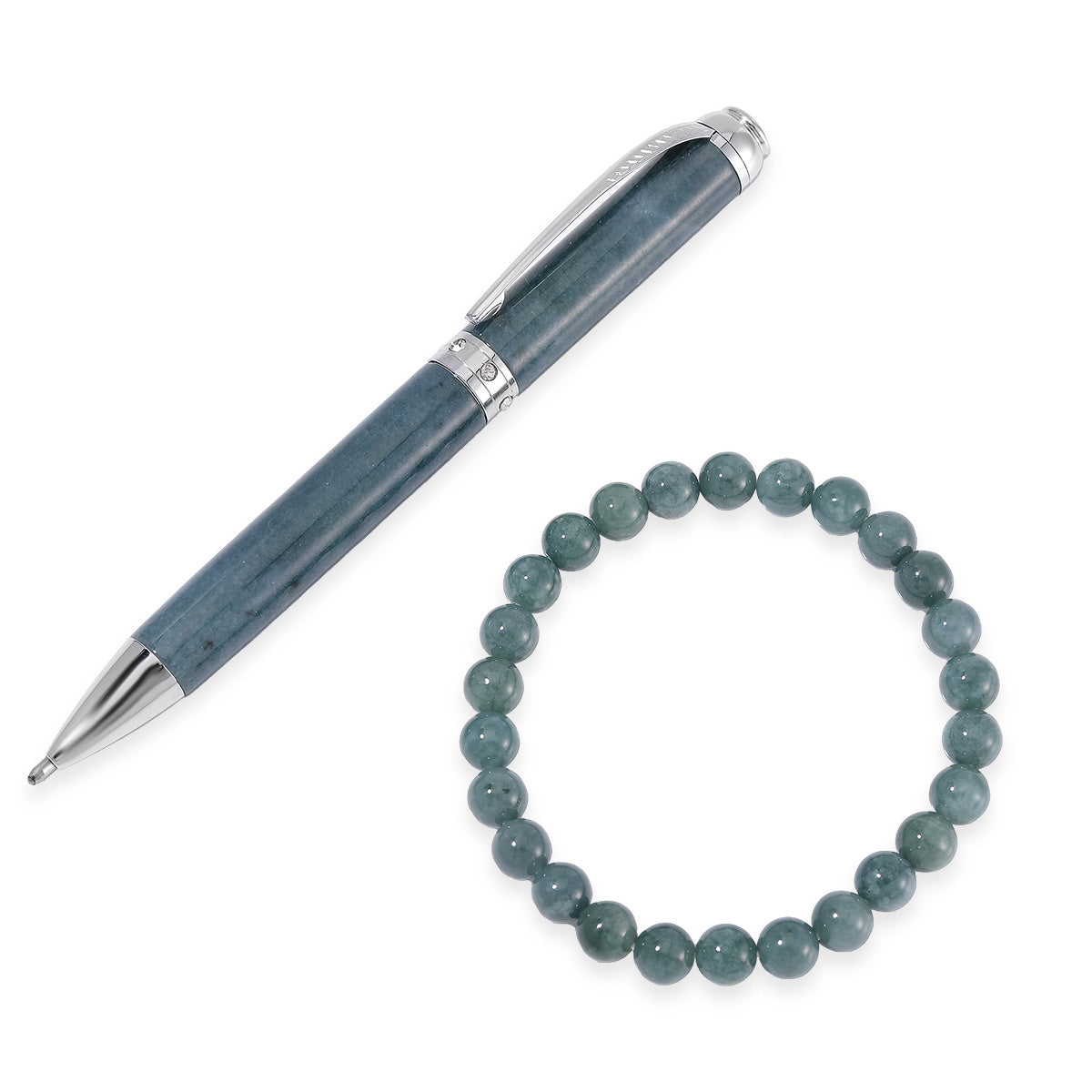 Natural Type A Jadeite Jade Bracelet 114.00 Ct with a Guatemalan Jadeite Jade Pen 186.00 Cts. 4336106 0