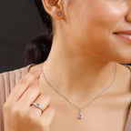 3 Piece Set -  Tanzanite,  White Zircon Earring and Solitaire Pendant and Main Stone With Side Stone Ring in Rhodium Overlay Sterling Silver 0.17 ct  1.310  Ct.