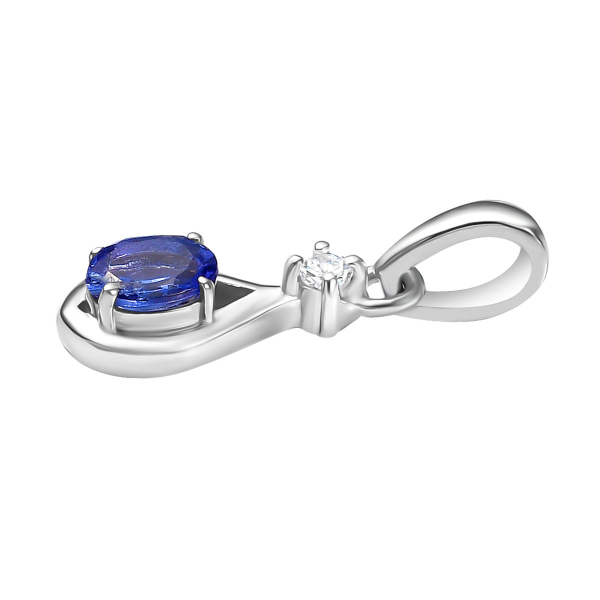 3 Piece Set - Tanzanite, White Zircon Ring and Solitaire Pendant and Earring in Rhodium Overlay Sterling Silver 1.31 Ct. V32637297 13