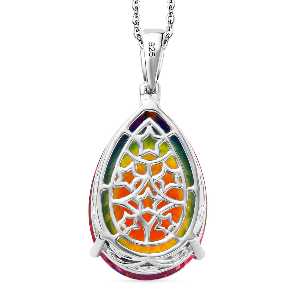 Nebula Quartz Cosmic Spark Pendant with Chain (Size 20) in Rhodium Overlay Sterling Silver 50.80 Ct, Silver Wt. 6.85 Gms._4339075_4