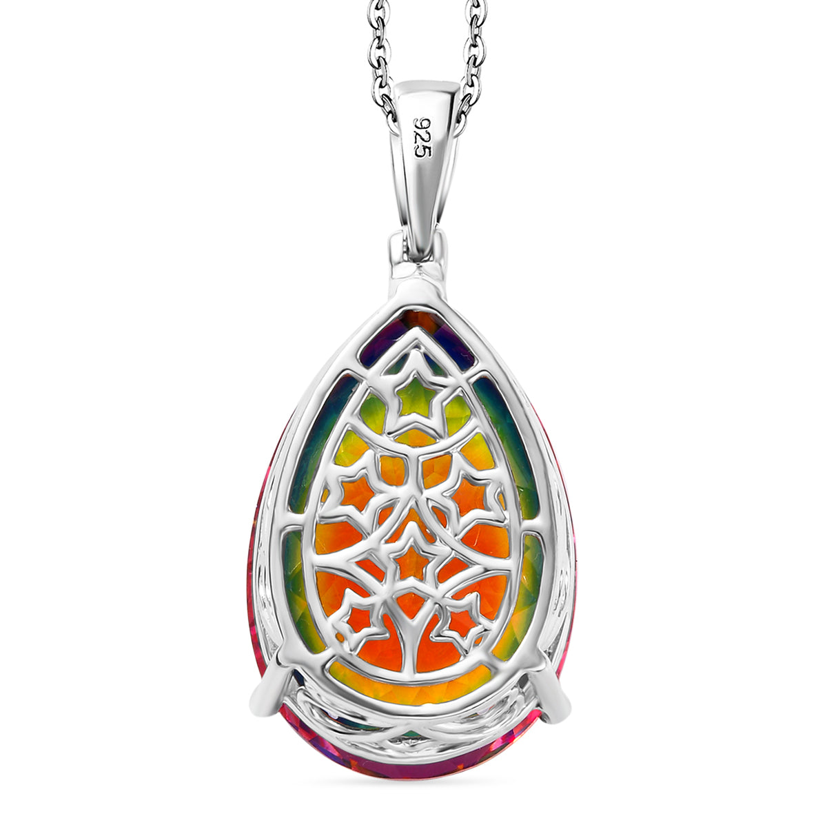 Nebula Quartz Cosmic Spark Pendant with Chain (Size 20) in Rhodium Overlay Sterling Silver 50.80 Ct, Silver Wt. 6.85 Gms. 4339075 4