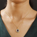 Rhodolite Garnet, Natural Chrome Diopside & White Zircon Pendant with Chain (Size - 20) in 18K Vermeil Yellow Gold Plated Sterling Silver 2.50 Ct._4339371_1