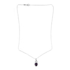 AAA African Amethyst & White Zircon Pendant with Chain (Size - 20) in Rhodium Overlay Sterling Silver 2.52 Ct.