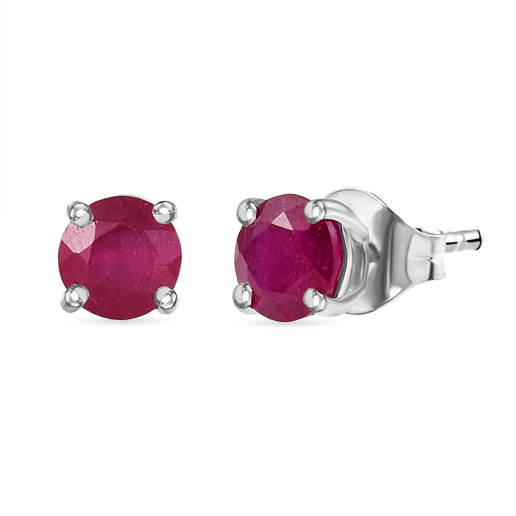 3 Piece Set - African Ruby Solitaire Stud Push Post Earring, Pendant and Solitaire Ring in Rhodium Overlay Sterling Silver 4.37 Ct._4355694_7