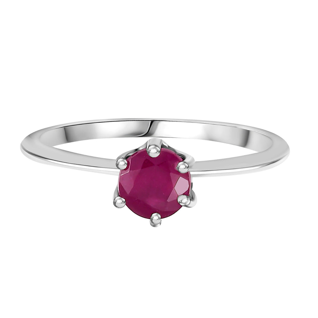 3 Piece Set - African Ruby Solitaire Stud Push Post Earring, Pendant and Solitaire Ring in Rhodium Overlay Sterling Silver 4.37 Ct._4355695_3