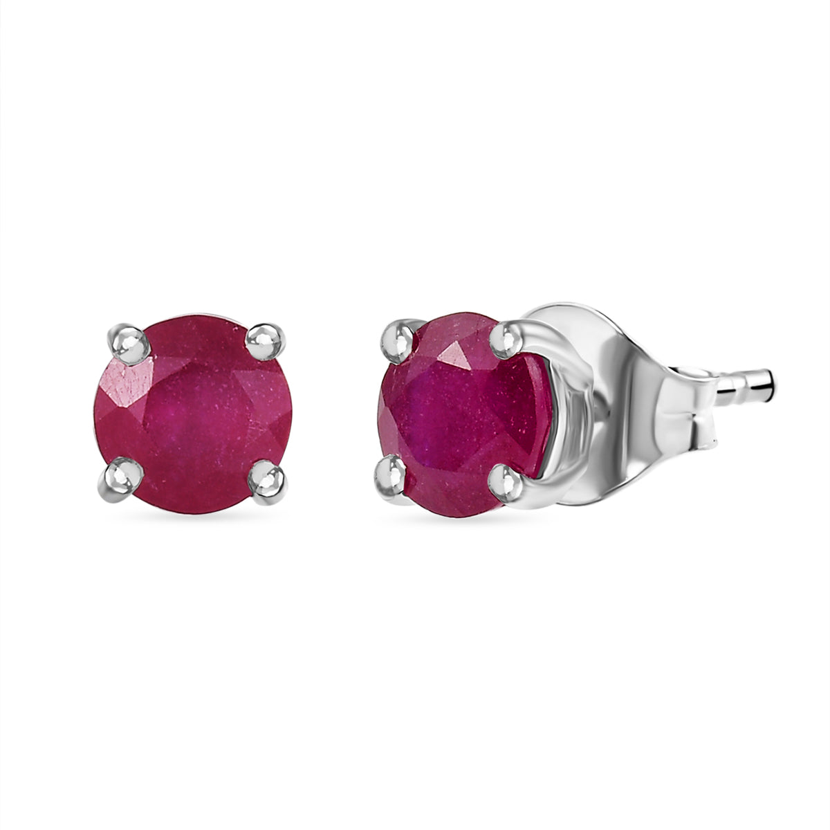 3 Piece Set - African Ruby Solitaire Stud Push Post Earring, Pendant and Solitaire Ring in Rhodium Overlay Sterling Silver 4.37 Ct. V32640166 16