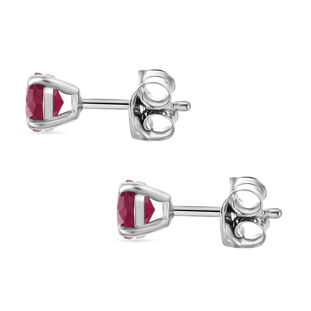 3 Piece Set - African Ruby Solitaire Stud Push Post Earring, Pendant and Solitaire Ring in Rhodium Overlay Sterling Silver 4.37 Ct._4355696_8