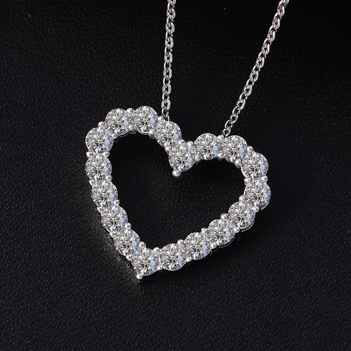 Luxuriant SI Lab Grown Diamond Heart Pendant with Chain in Rhodium Overlay Sterling Silver (1 Ct.) 4357011 3