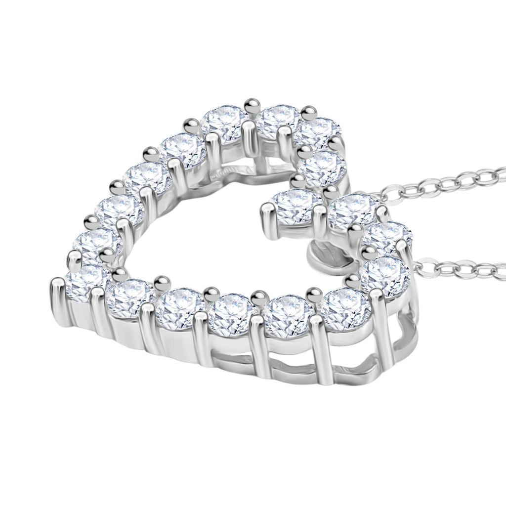 Luxuriant Lab Grown Diamond (SI/GH) Heart Pendant with Chain (Size 20) in Rhodium Overlay Sterling Silver 1.00 Ct._4357011_3