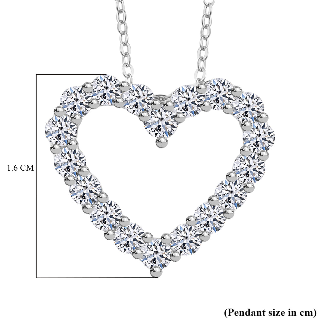 Luxuriant Lab Grown Diamond (SI/GH) Heart Pendant with Chain (Size 20) in Rhodium Overlay Sterling Silver 1.00 Ct._4357011_5