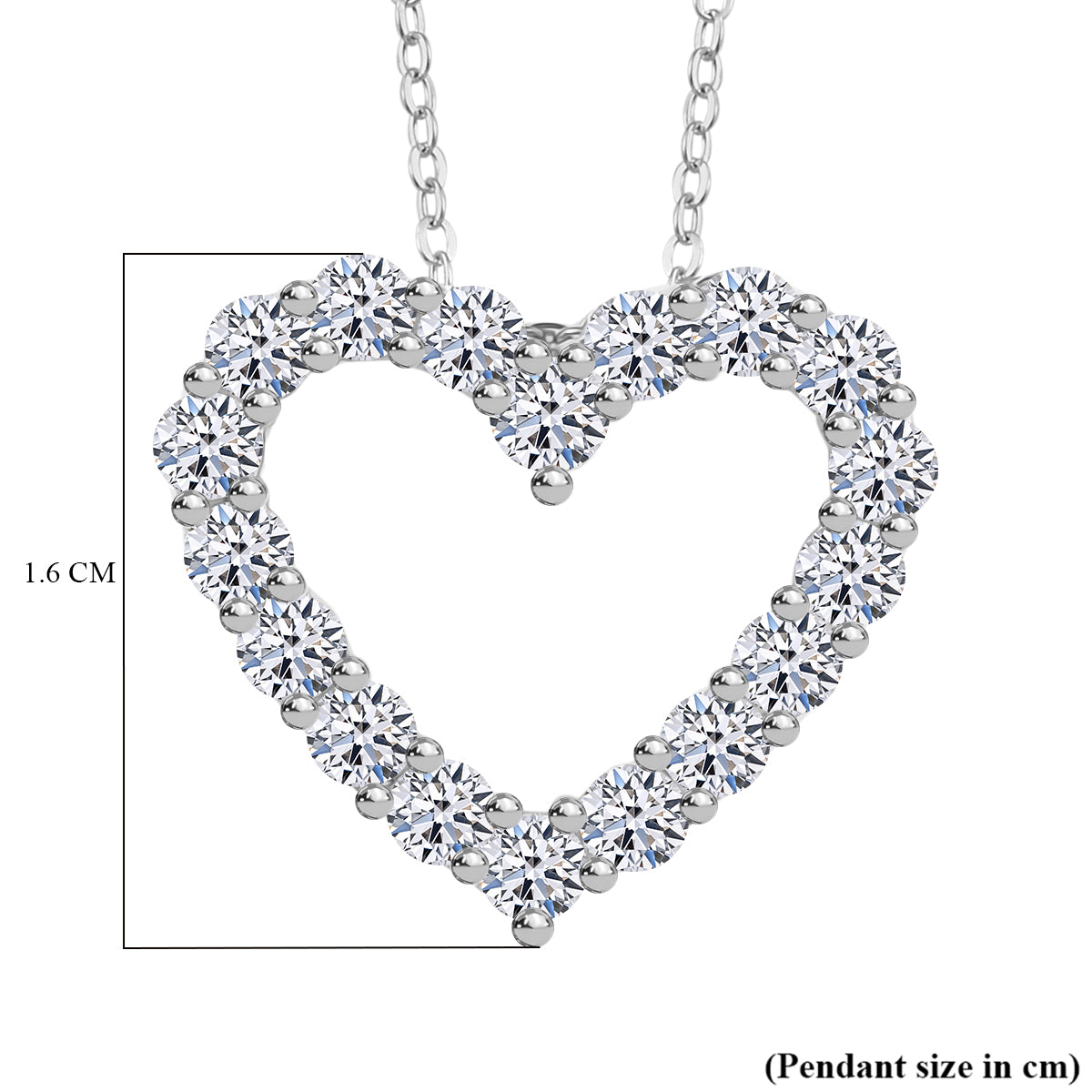 Luxuriant SI Lab Grown Diamond Heart Pendant with Chain in Rhodium Overlay Sterling Silver (1 Ct.) 4357011 6
