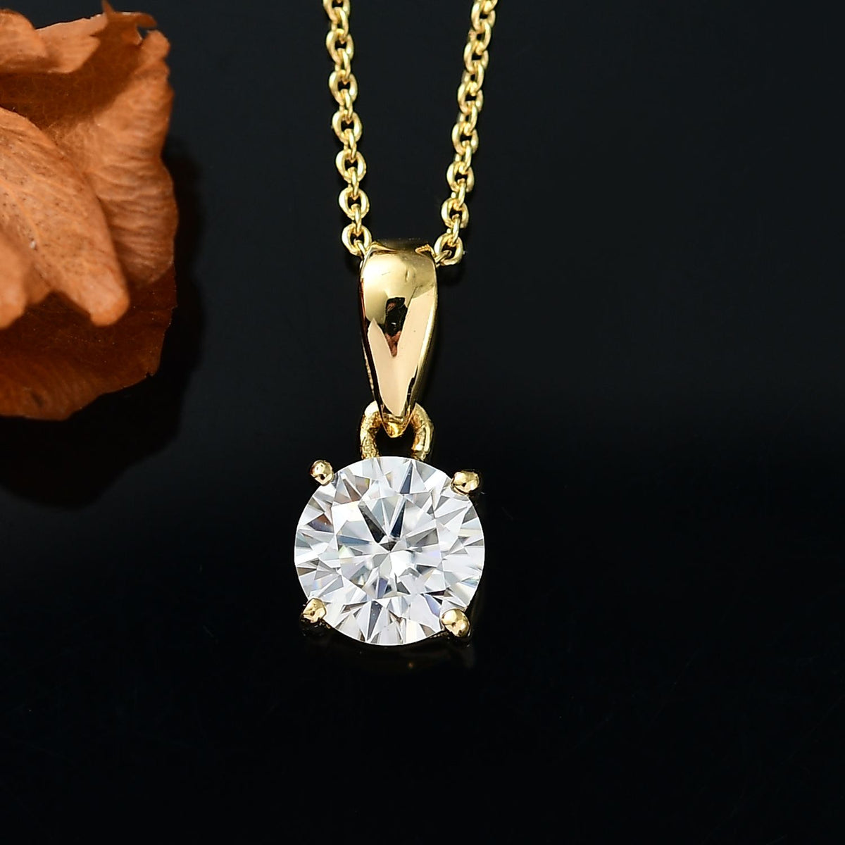 1 Ct. Moissanite Solitaire set(cp) in 18K Yellow Gold Vermeil Sterling Silver 4357437 3