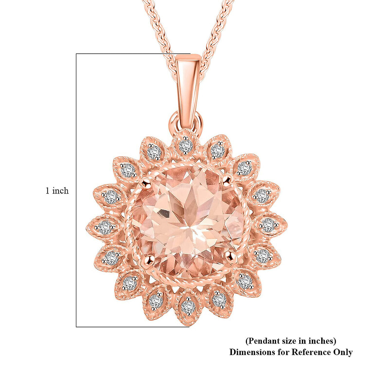 Certified and Appraised LUXURO AAA Marropino Morganite, Diamond Floral Pendant Necklace in 10K Rose Gold 18 Inches, 3.50 Ct. 4360394 5