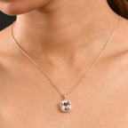Luxoro - 9K Rose Gold AGI Certified AAA Morganite & White Diamond Halo Pendant with Chain (Size 20) 3.75 Ct._4365685_2