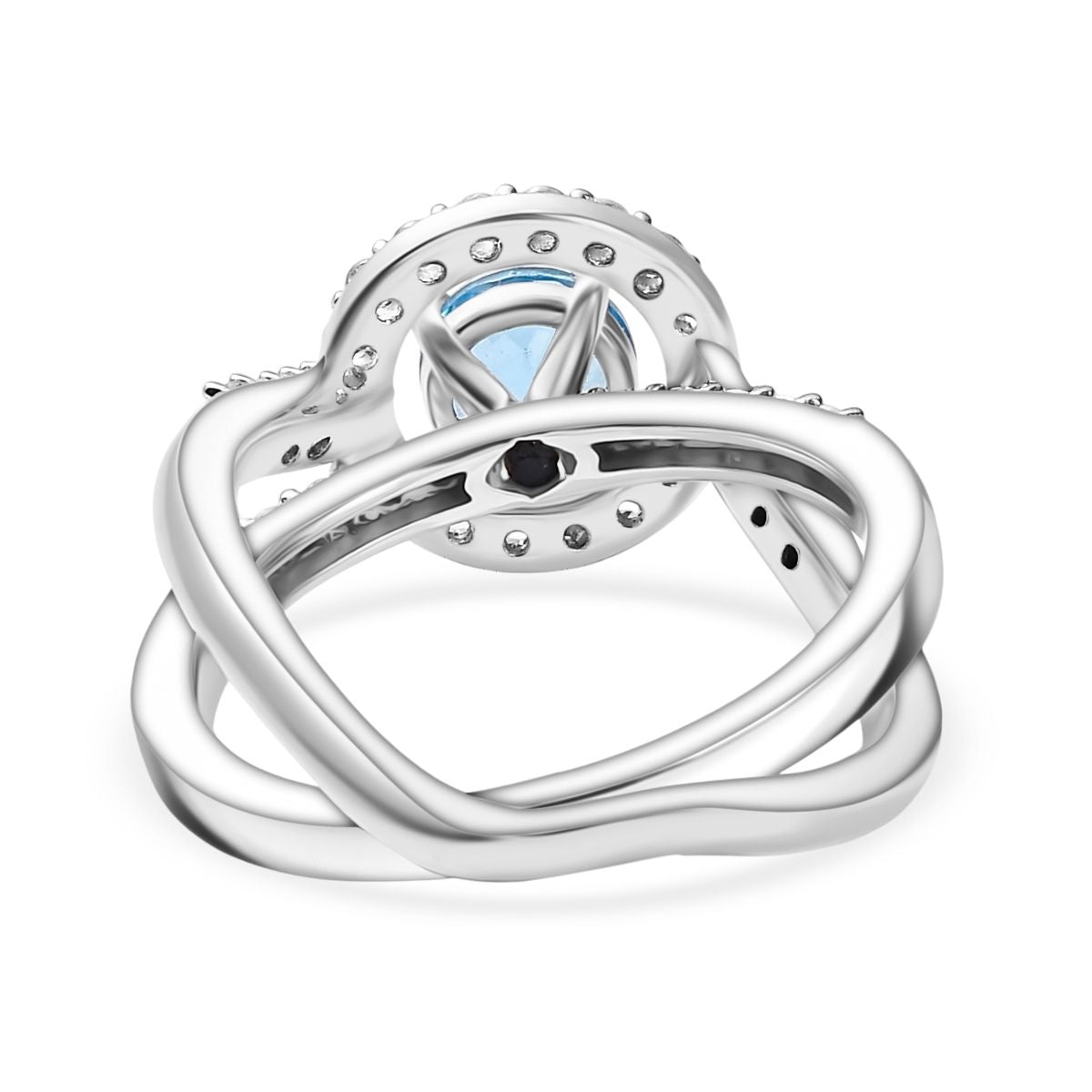 GP Royal Art Deco Collection - Set of 2 Swiss Blue Topaz, White Zircon Stackable Ring in Sterling Silver 4369691 4