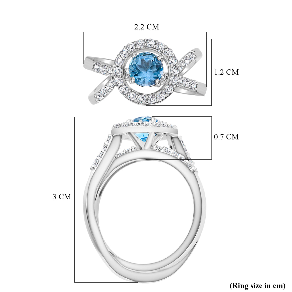 GP Royal Art Deco Collection - Set of 2 Swiss Blue Topaz, White Zircon Stackable Ring in Sterling Silver 4369692 6