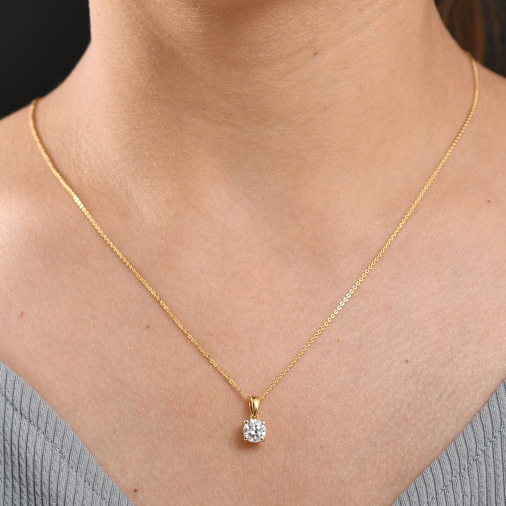 Luxuriant Diamond Lab Grown Diamond (SI-G/H) Pendant with Chain (Size 20) in 18K Vermeil Yellow Gold Plated Sterling Silver 1.02 Ct._4369887_1