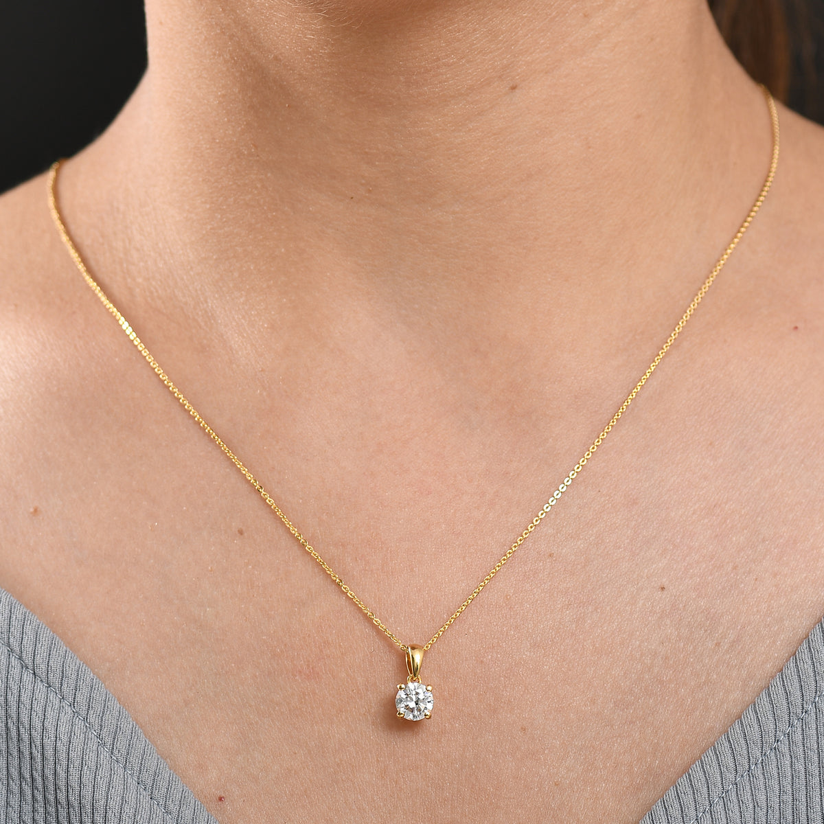 LUXURIANT Lab Grown Diamond (SI G/H) Pendant with Chain (Size 20) in 18K Vermeil Yellow Gold Plated Sterling Silver 1.02 Ct. 4369887 2