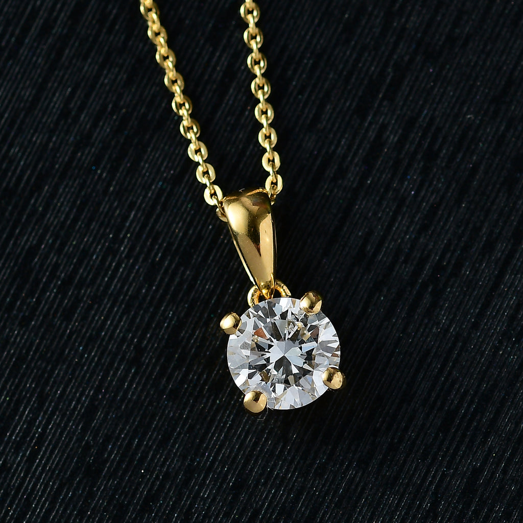 Luxuriant Diamond Lab Grown Diamond (SI-G/H) Pendant with Chain (Size 20) in 18K Vermeil Yellow Gold Plated Sterling Silver 1.02 Ct._4369887_2