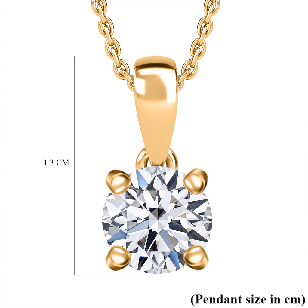 Luxuriant Diamond Lab Grown Diamond (SI-G/H) Pendant with Chain (Size 20) in 18K Vermeil Yellow Gold Plated Sterling Silver 1.02 Ct._4369887_5