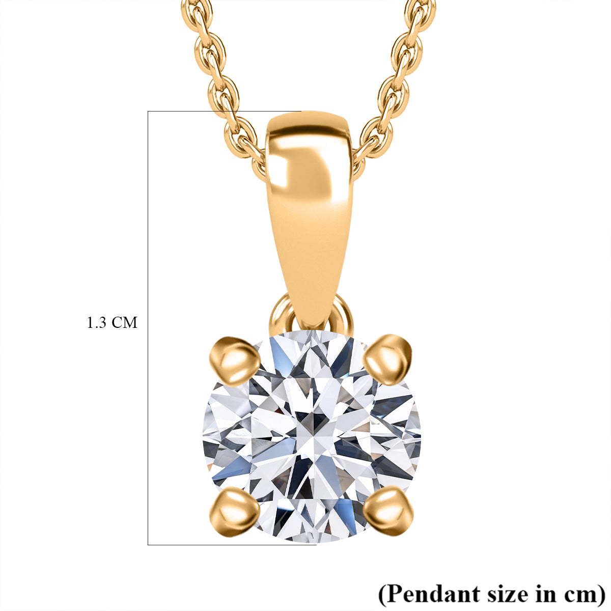 LUXURIANT Lab Grown Diamond (SI G/H) Pendant with Chain (Size 20) in 18K Vermeil Yellow Gold Plated Sterling Silver 1.02 Ct. 4369887 6
