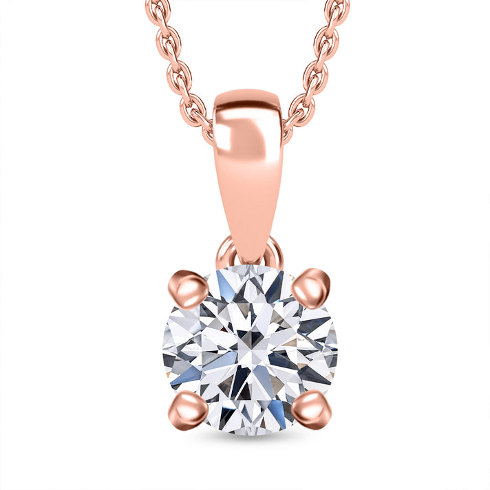 LUXURIANT Lab Grown Diamond Pendant with Chain (Size 20) in 18K Vermeil Rose Gold Plated Sterling Silver 1 Ct. 4369888 1