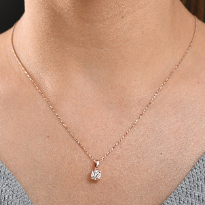 LUXURIANT Lab Grown Diamond Pendant with Chain (Size 20) in 18K Vermeil Rose Gold Plated Sterling Silver 1 Ct. 4369888 2