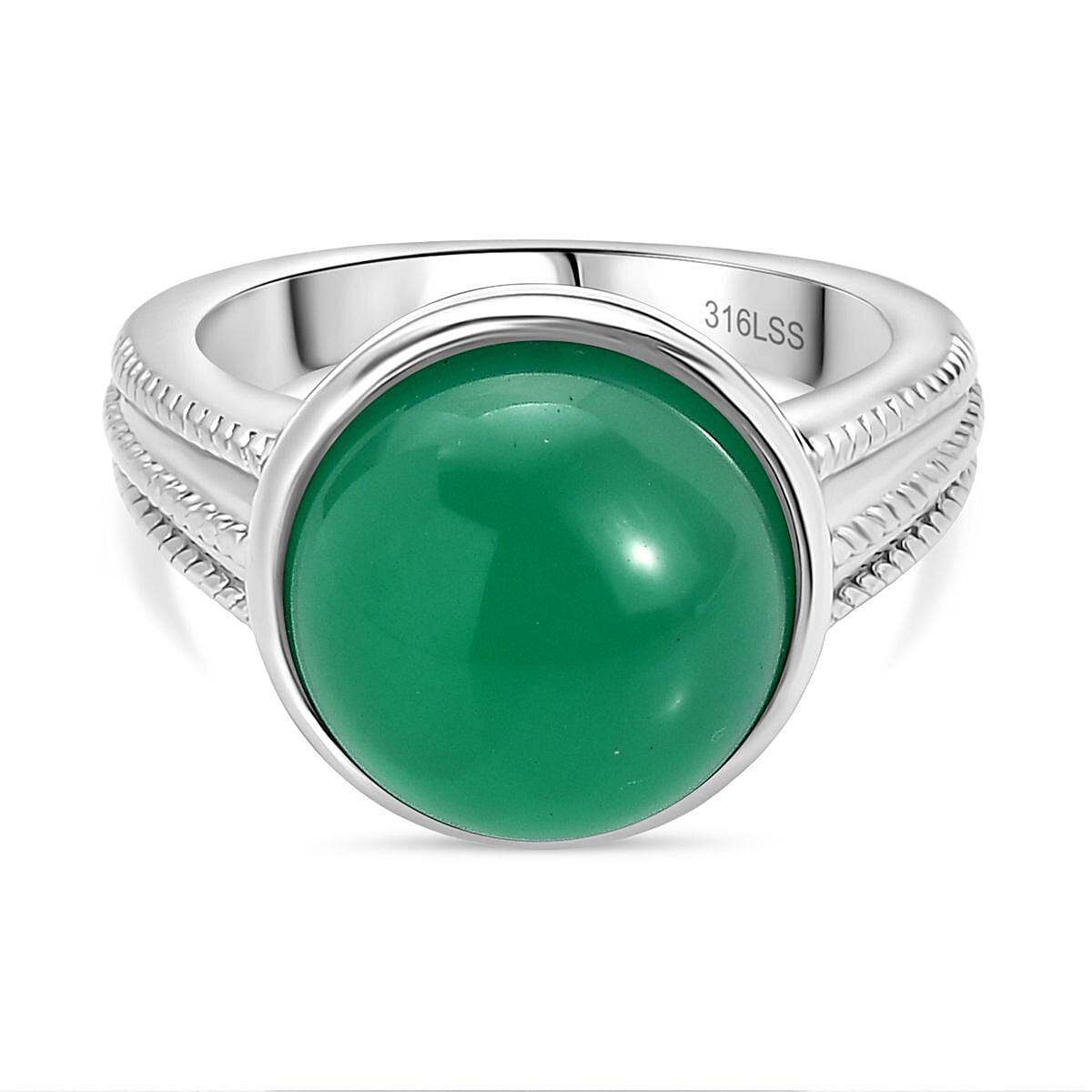 3 Piece Set - Green Onyx Earring with Push Back, Ring &amp; Pendant with Chain (Size 20) 23.42 Ct. 4372296 4