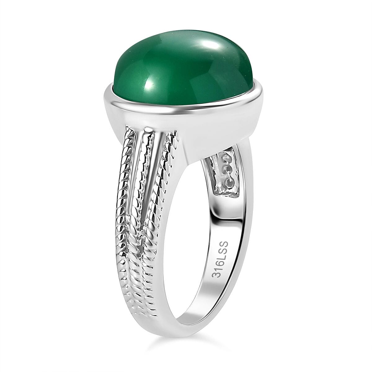 3 Piece Set - Green Onyx Earring with Push Back, Ring &amp; Pendant with Chain (Size 20) 23.42 Ct. 4372296 5